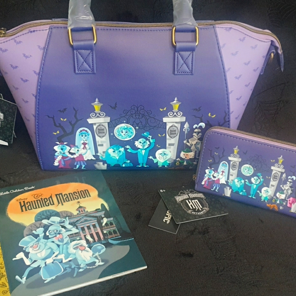 NWT LOUNGEFLY DISNEY THE HAUNTED MANSION SATCHEL BAG & WALLET LEOTA GHOSTS SET